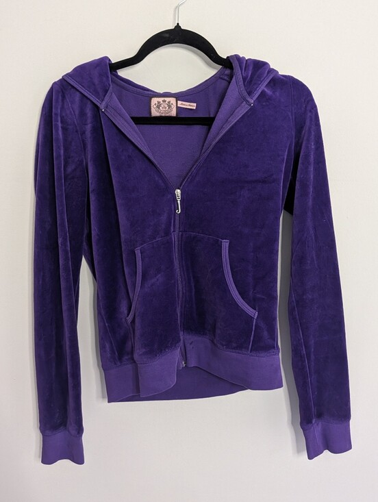 Juicy Couture Tops - Vintage Juicy Couture Purple Velour Juicy Prep Rhinestone Hoodie S
